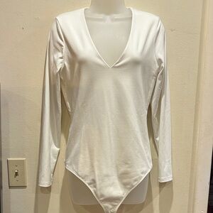Abercrombie & Fitch white Long Sleeve Bodysuit
